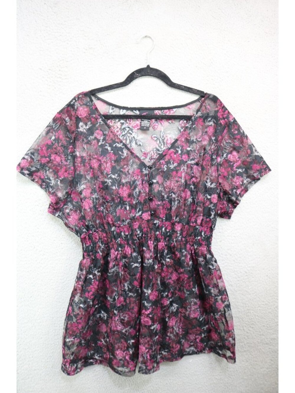 Torrid Black Purple Sheer Lace Tunic-3X-Whimsigoth-Boho